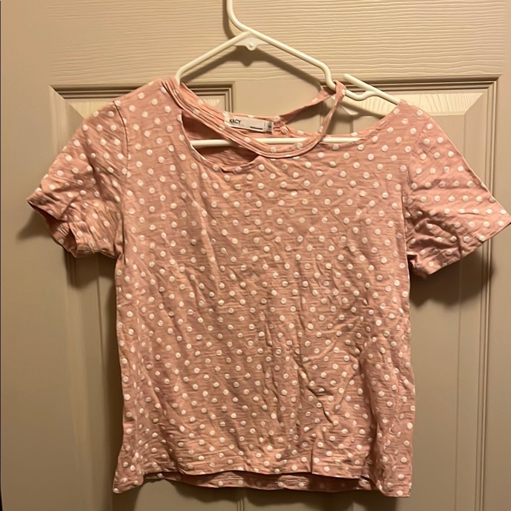 Pink Crop Blouse with Peter Pan Collar and Cut Out Design